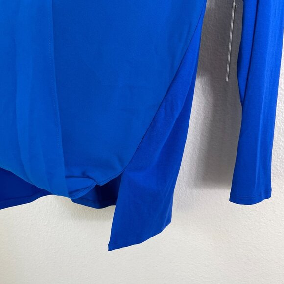 NEW Vince Camuto Womens Large Cobalt Blue Essentials Long Sleeve Wrap Blouse Top - Picture 11 of 12